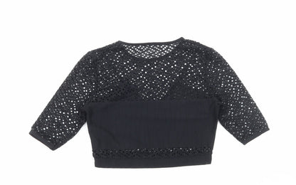Womens UK Size 8 Preworn Black Cropped Blouse