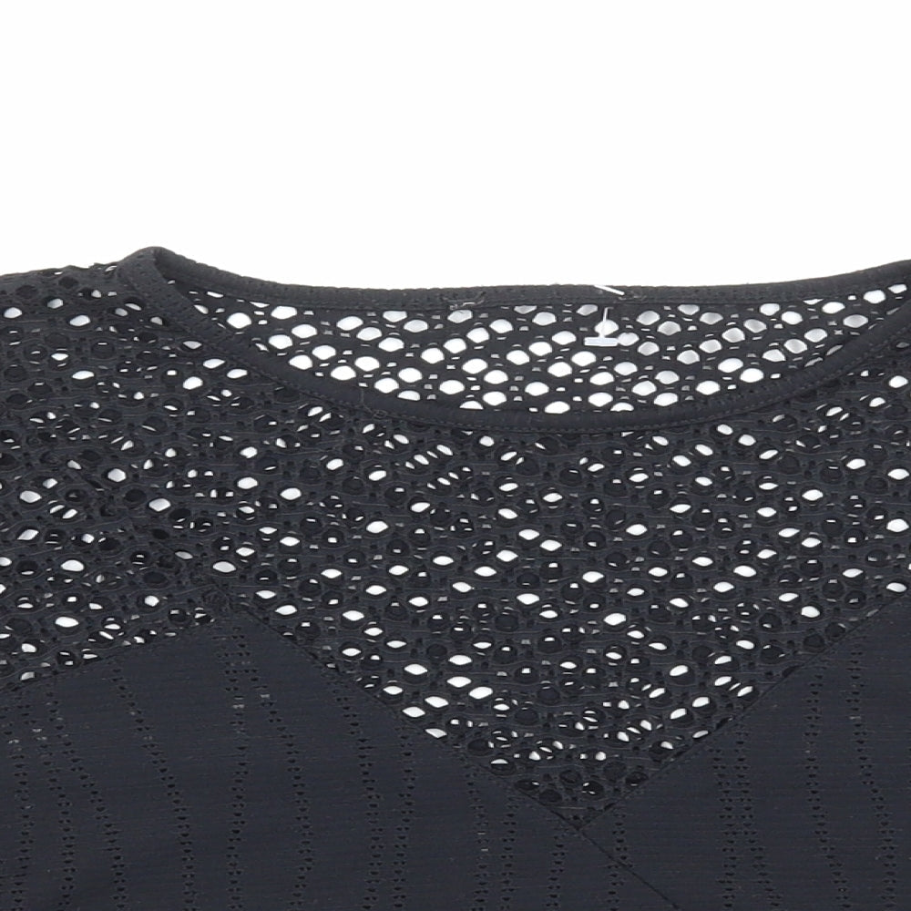 Womens UK Size 8 Preworn Black Cropped Blouse