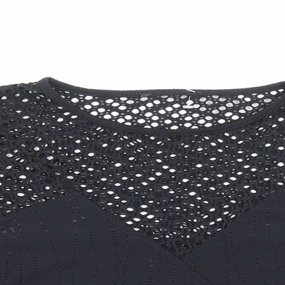 Womens UK Size 8 Preworn Black Cropped Blouse