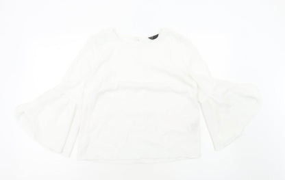 Womens UK Size 8 Topshop White Basic Blouse