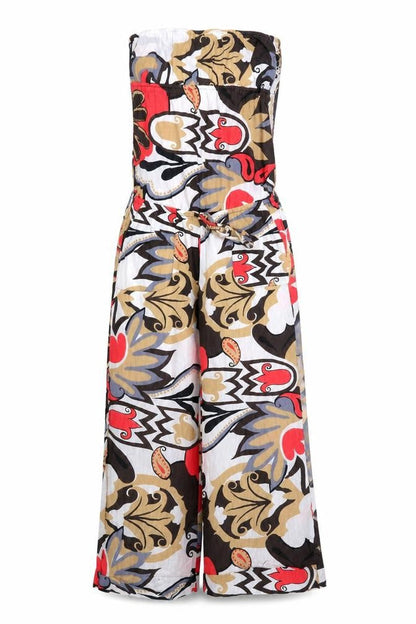 Sukot Womens Multicoloured Geometric Linen Jumpsuit One-Piece Size S Pullover