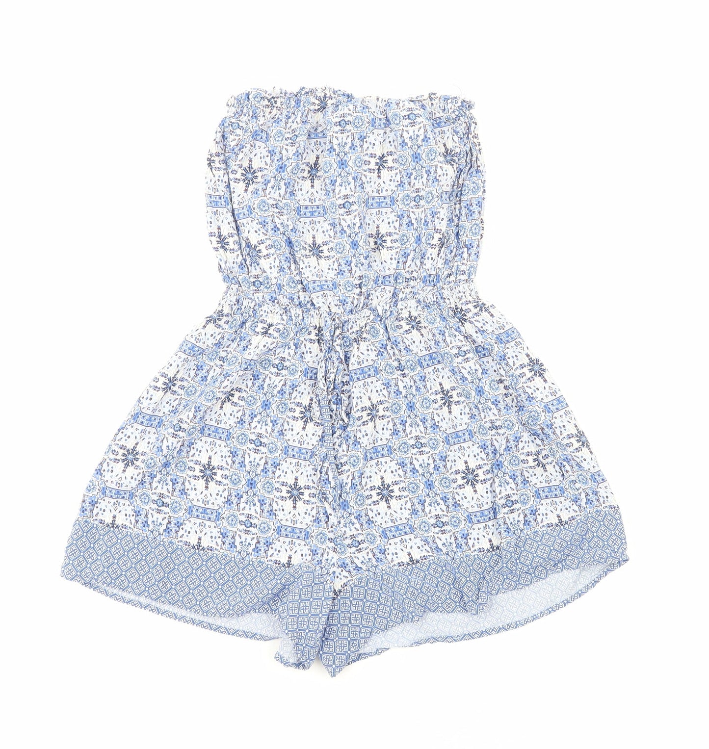 New Look Womens Blue Geometric Viscose Playsuit One-Piece Size 8 Pullover