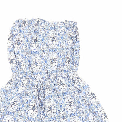 New Look Womens Blue Geometric Viscose Playsuit One-Piece Size 8 Pullover