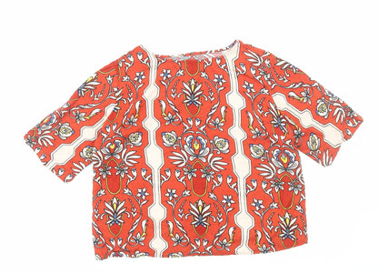 Womens UK Size M Preworn Orange Basic T-Shirt