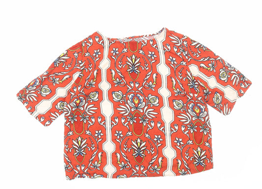 Womens UK Size M Preworn Orange Basic T-Shirt