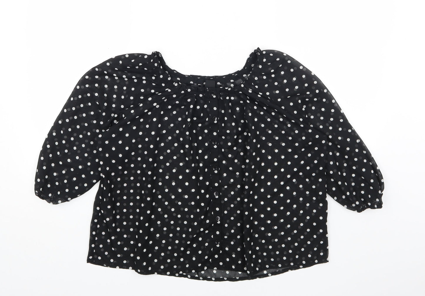 Womens UK Size 6 H&M Black Basic Button-Up