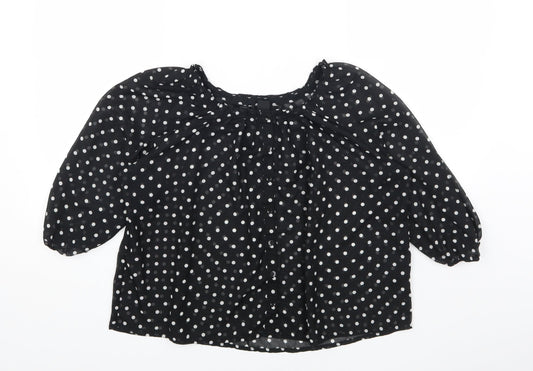 Womens UK Size 6 H&M Black Basic Button-Up
