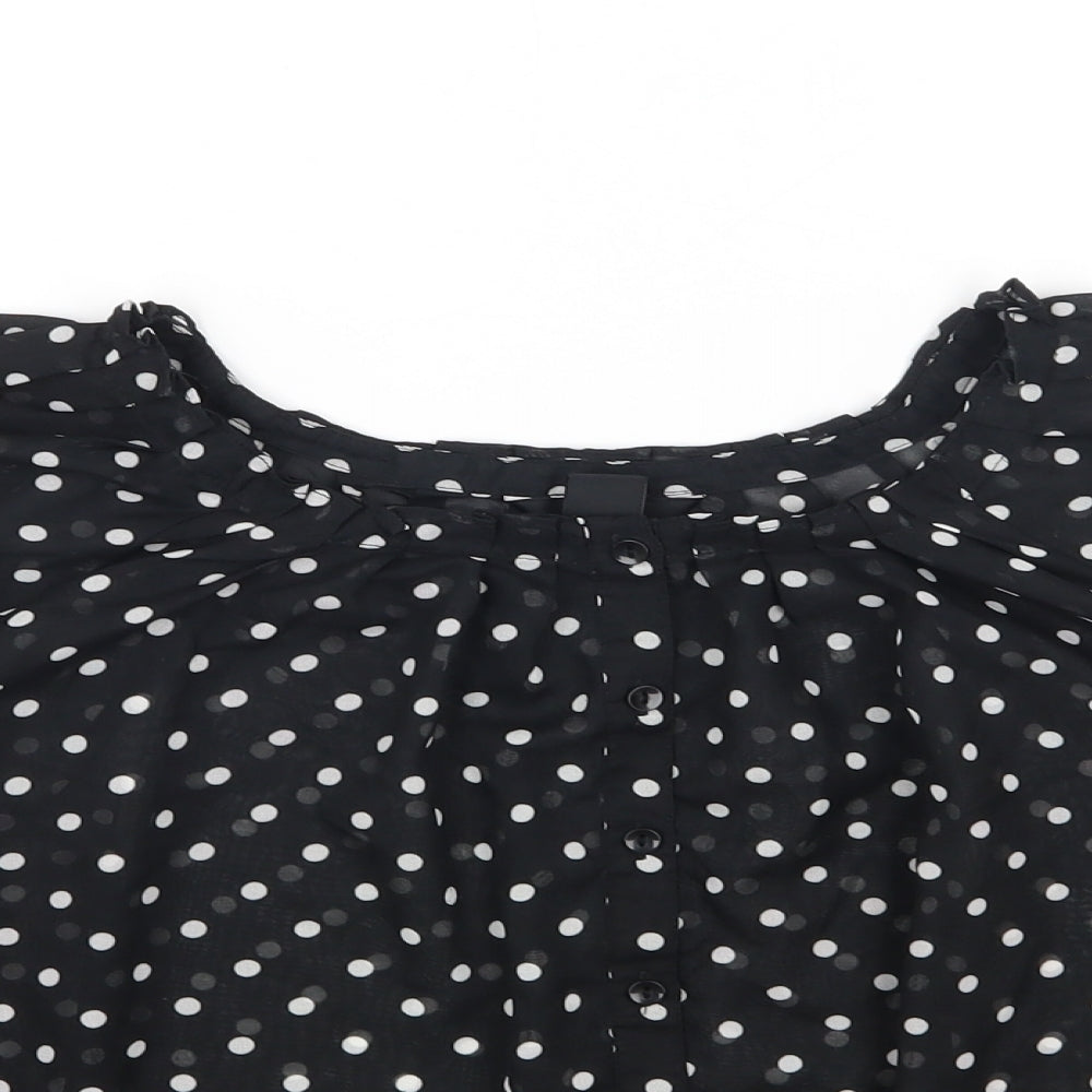 Womens UK Size 6 H&M Black Basic Button-Up