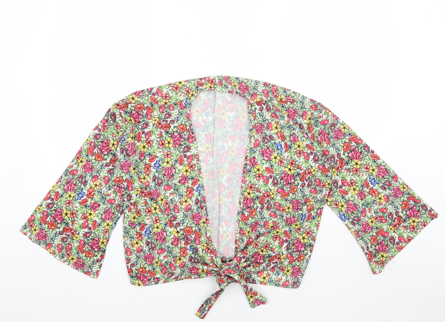 Womens UK Size 10 In the Style Multicoloured Cropped Blouse