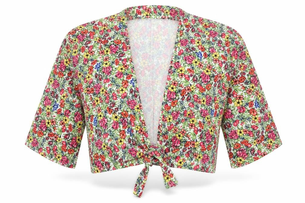 Womens UK Size 10 In the Style Multicoloured Cropped Blouse
