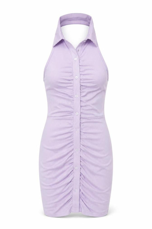 SheIn Womens Purple Polyester Bodycon Size S Halter Button