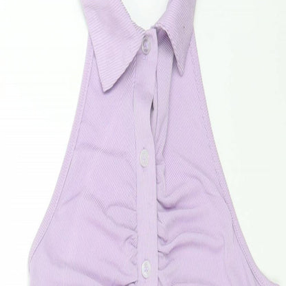 SheIn Womens Purple Polyester Bodycon Size S Halter Button