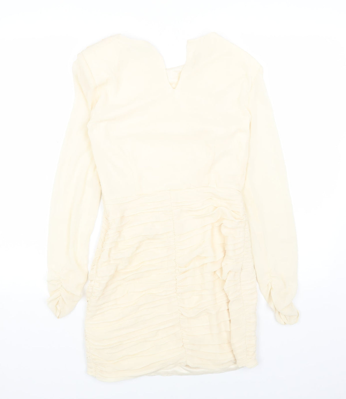 Zara Womens Beige Polyester Mini Size S Boat Neck Pullover
