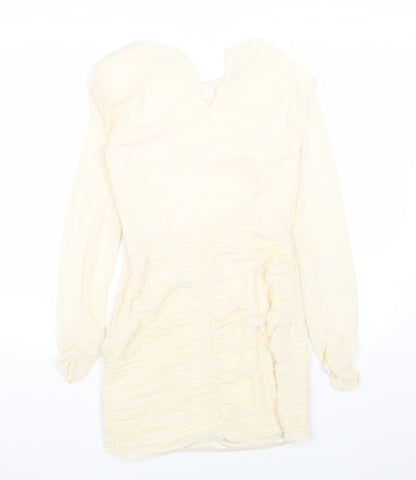 Zara Womens Beige Polyester Mini Size S Boat Neck Pullover