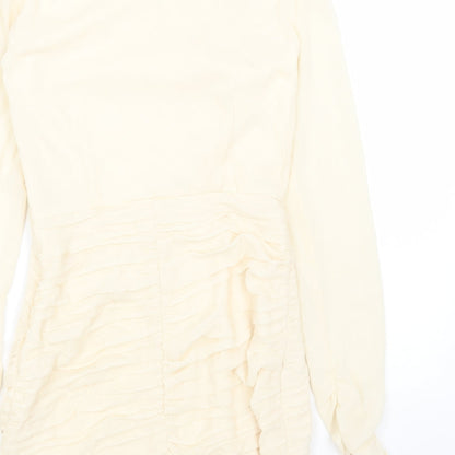 Zara Womens Beige Polyester Mini Size S Boat Neck Pullover