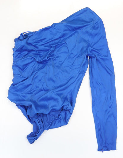 Zara Womens Blue Viscose Bodysuit One-Piece Size 6 Zip