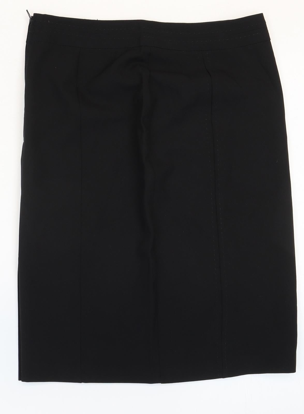 George Womens Black Polyester Straight & Pencil Skirt Size 10 Zip
