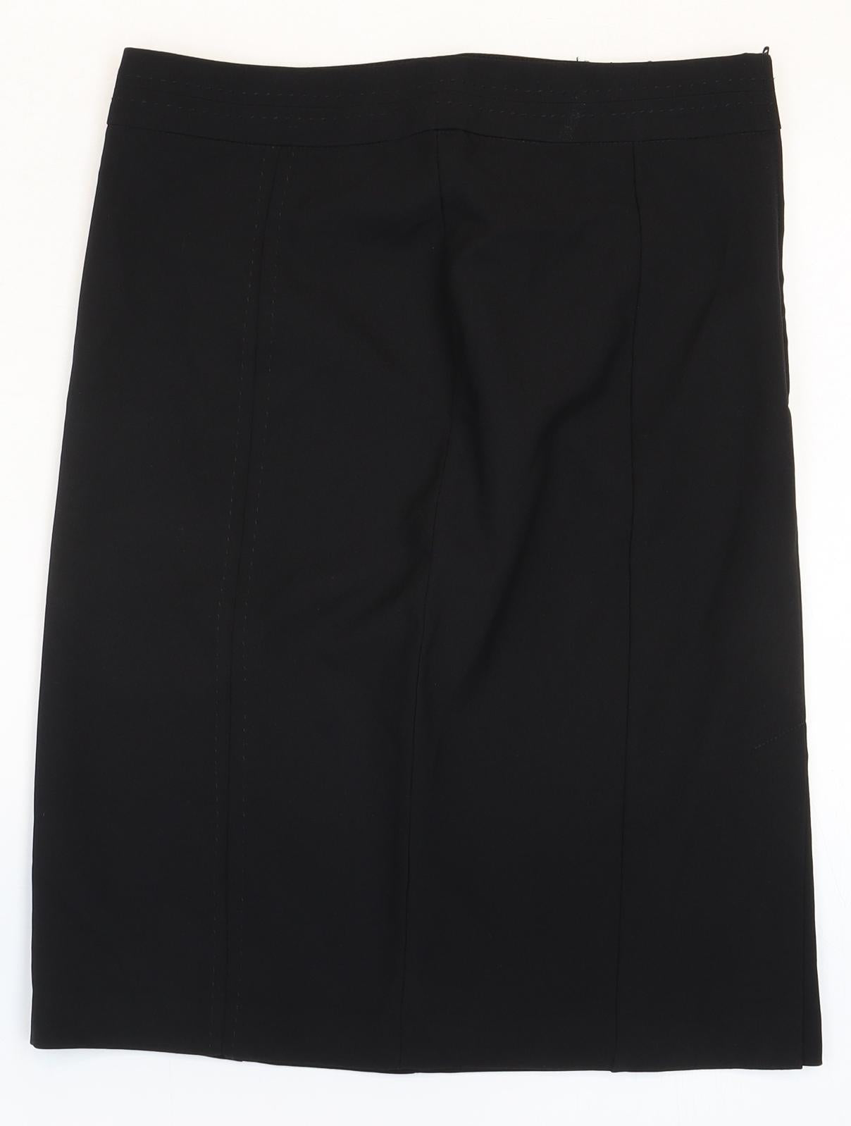 George Womens Black Polyester Straight & Pencil Skirt Size 10 Zip