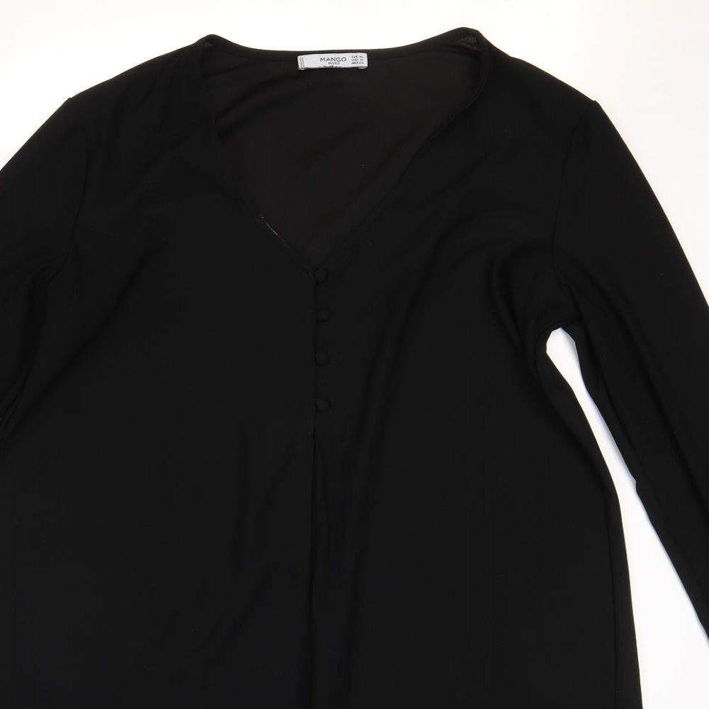 Womens UK Size 12 Mango Black Basic Blouse