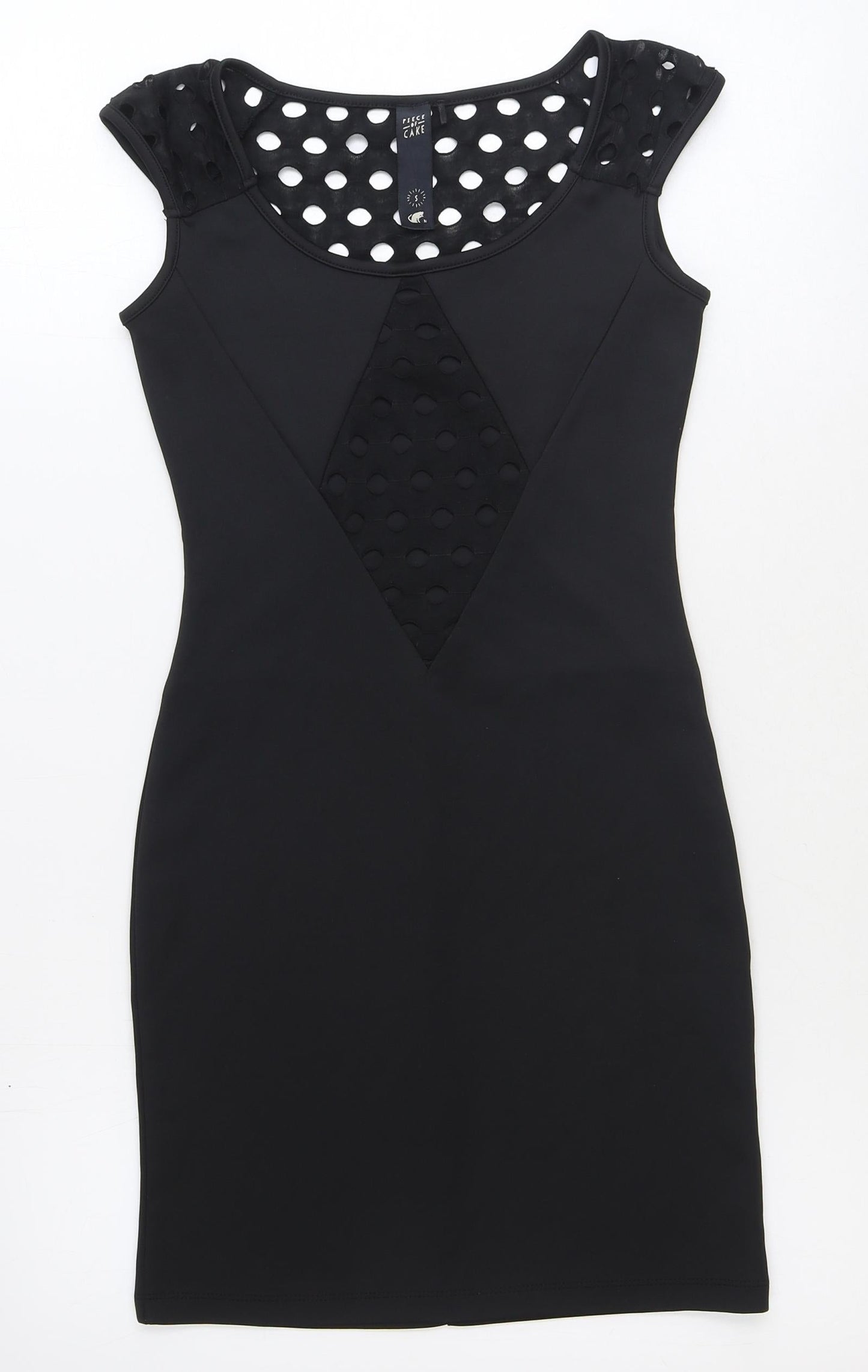 Piece of Cake Womens Black Polyester Bodycon Size S Boat Neck Pullover