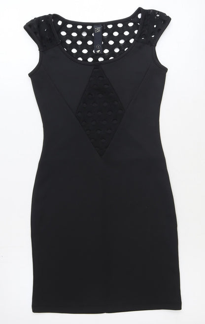 Piece of Cake Womens Black Polyester Bodycon Size S Boat Neck Pullover