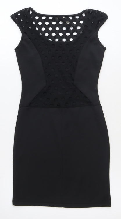 Piece of Cake Womens Black Polyester Bodycon Size S Boat Neck Pullover