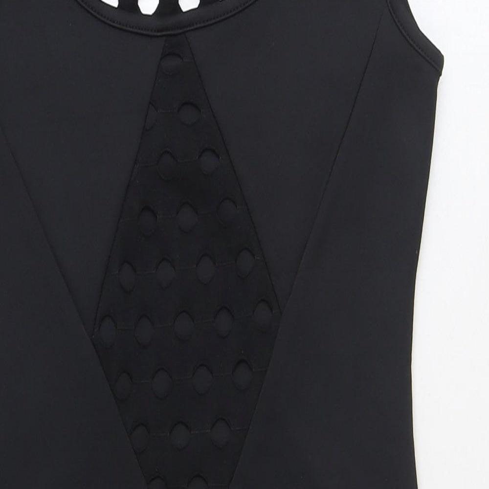 Piece of Cake Womens Black Polyester Bodycon Size S Boat Neck Pullover