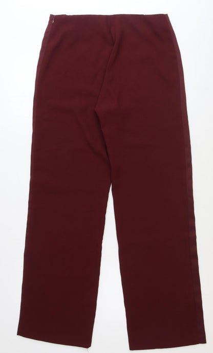 SalviaMori Womens Red Polyester Dress Pants Trousers Size 12 Regular Zip