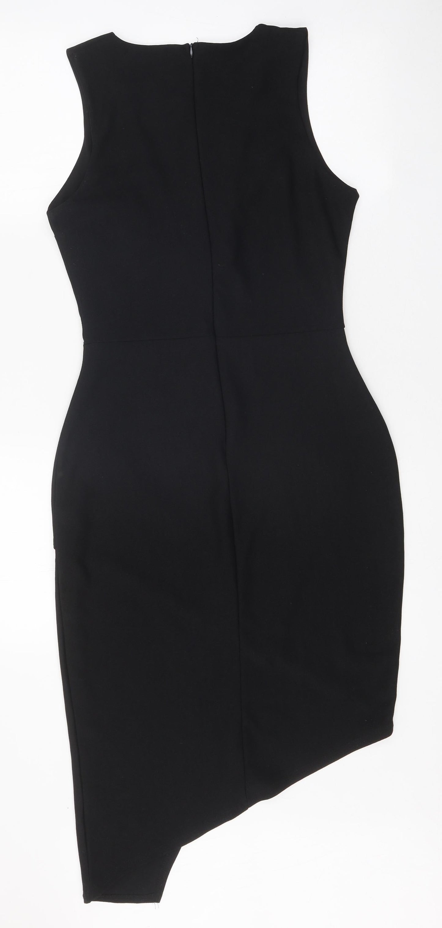 Missguided Womens Black Polyester Pencil Dress Size 10 V-Neck Zip