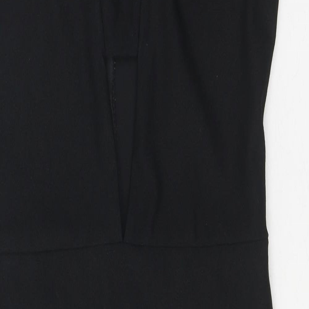 Missguided Womens Black Polyester Pencil Dress Size 10 V-Neck Zip