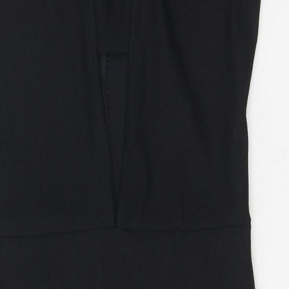 Missguided Womens Black Polyester Pencil Dress Size 10 V-Neck Zip
