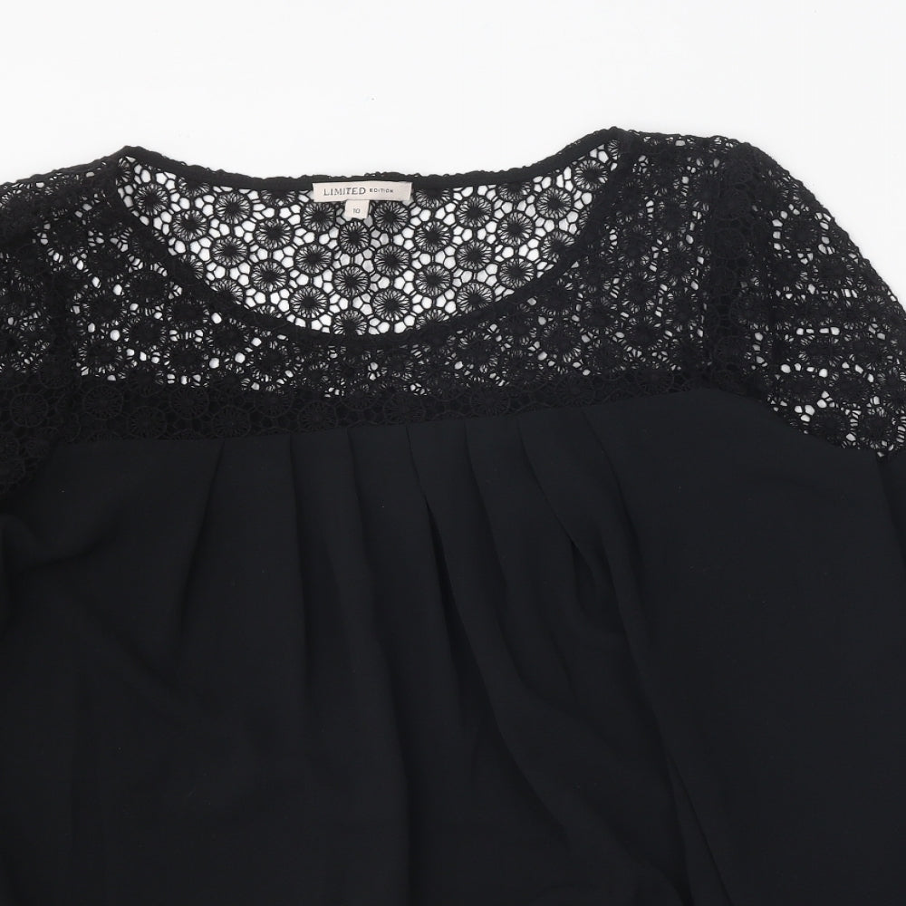 Womens UK Size 10 Limited Edition Black Basic Blouse
