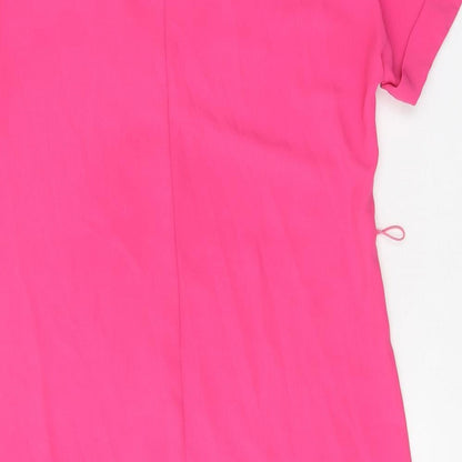 Wallis Womens Pink Polyester Shift Size 10 V-Neck Button