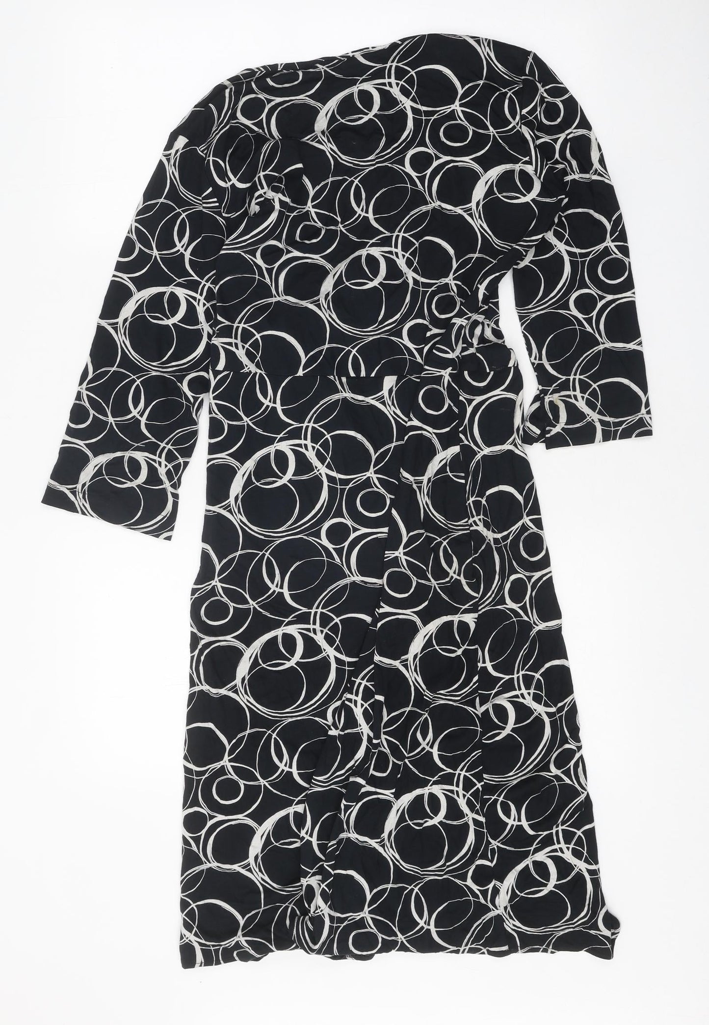 Toxic Womens Black Geometric Polyester Sheath Size 14 V-Neck Tie