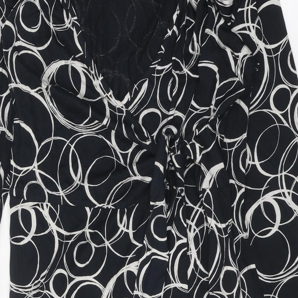 Toxic Womens Black Geometric Polyester Sheath Size 14 V-Neck Tie