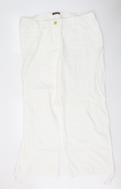 Savoir Womens White Cotton Trousers Size 20 Regular Zip