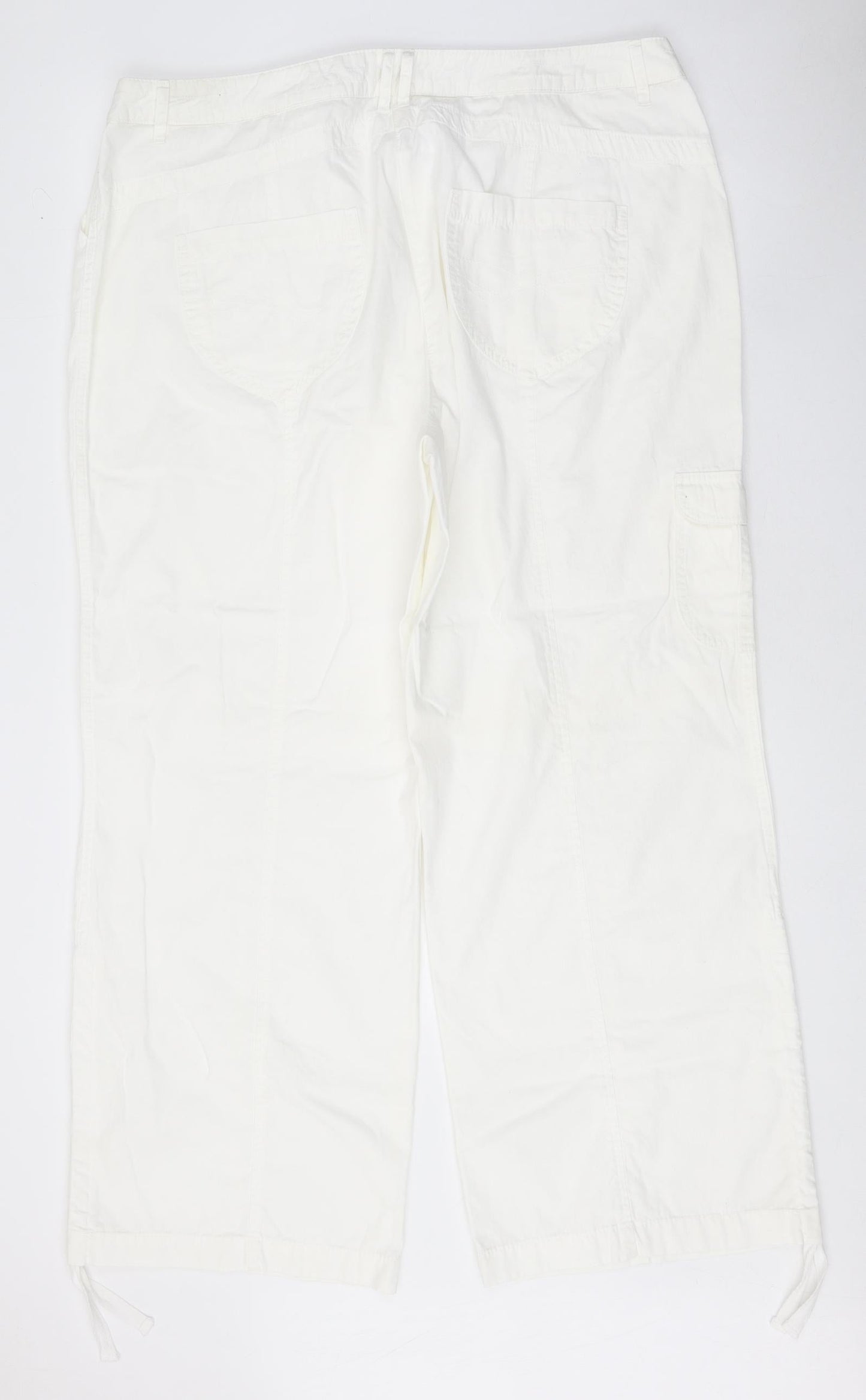 Savoir Womens White Cotton Trousers Size 20 Regular Zip
