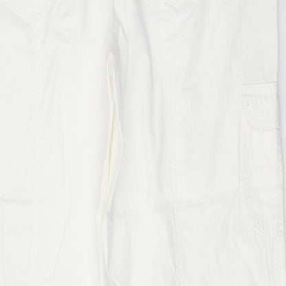Savoir Womens White Cotton Trousers Size 20 Regular Zip