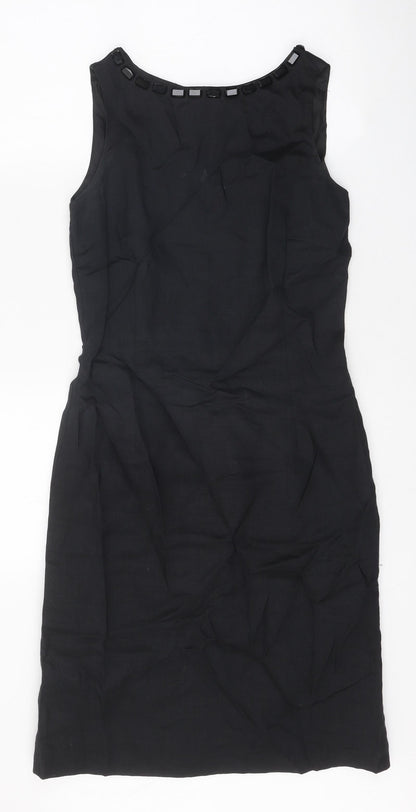 Zara Womens Black Polyester Shift Size M Boat Neck Zip