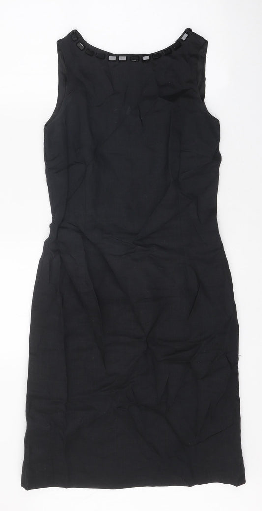 Zara Womens Black Polyester Shift Size M Boat Neck Zip