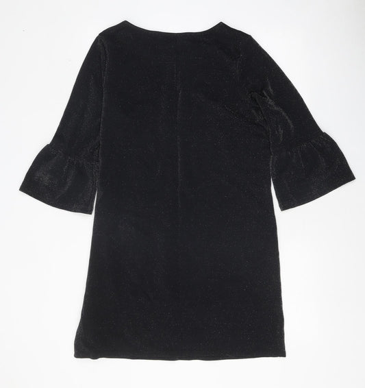 F&F Womens Black Polyester Shift Size 14 Boat Neck Pullover