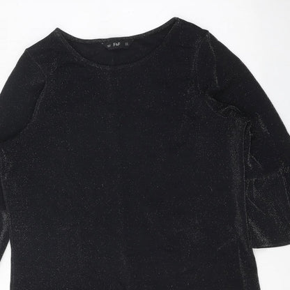 F&F Womens Black Polyester Shift Size 14 Boat Neck Pullover