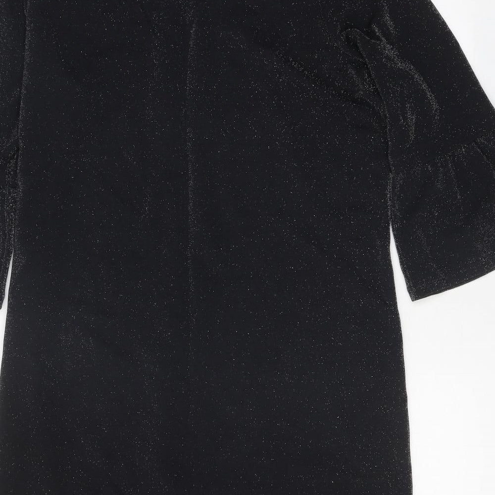 F&F Womens Black Polyester Shift Size 14 Boat Neck Pullover
