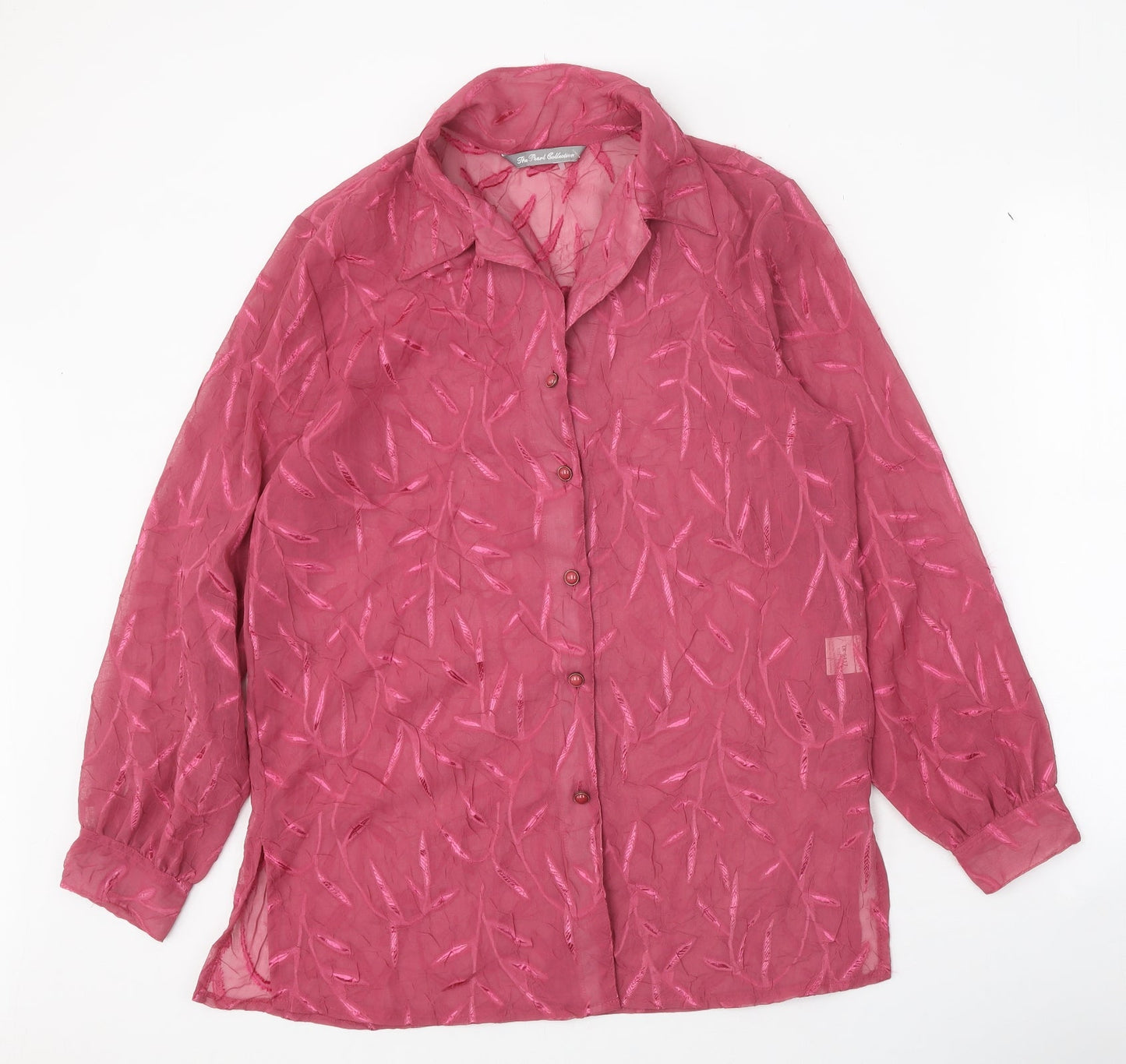 Womens UK Size 12 The Pearl Collection Pink Basic Button-Up