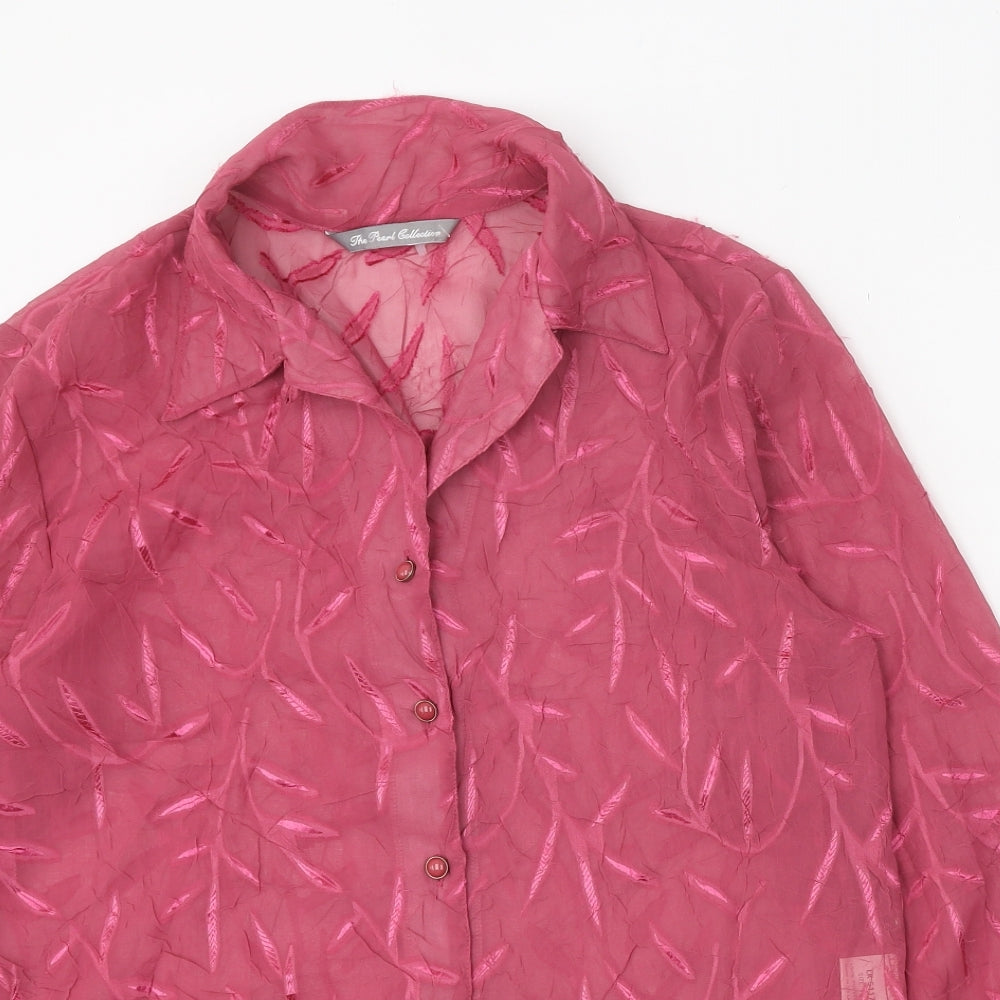 Womens UK Size 12 The Pearl Collection Pink Basic Button-Up