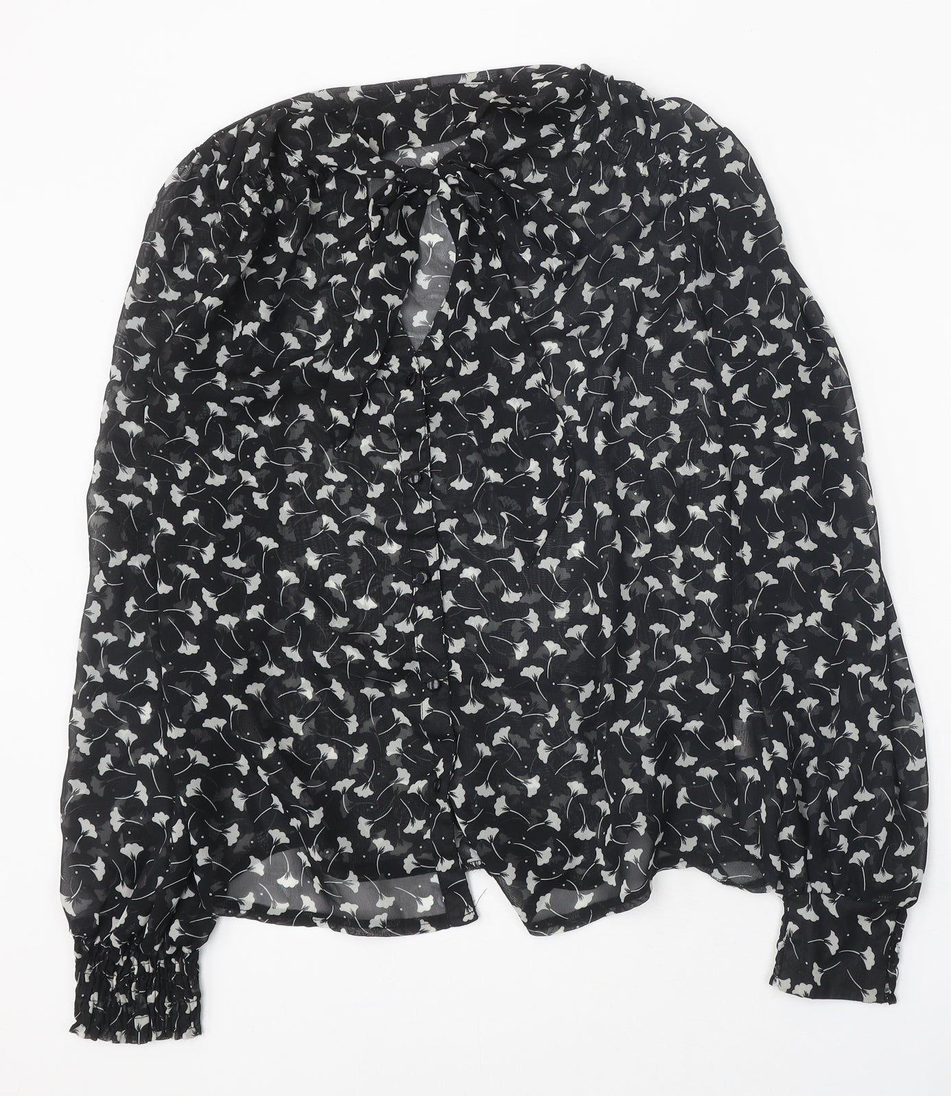 Womens UK Size 10 Atmosphere Black Basic Button-Up