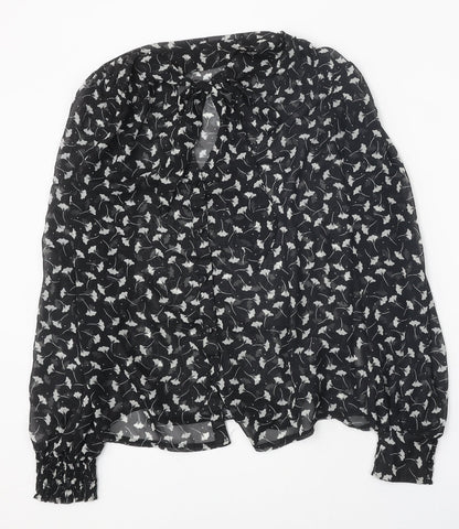 Womens UK Size 10 Atmosphere Black Basic Button-Up