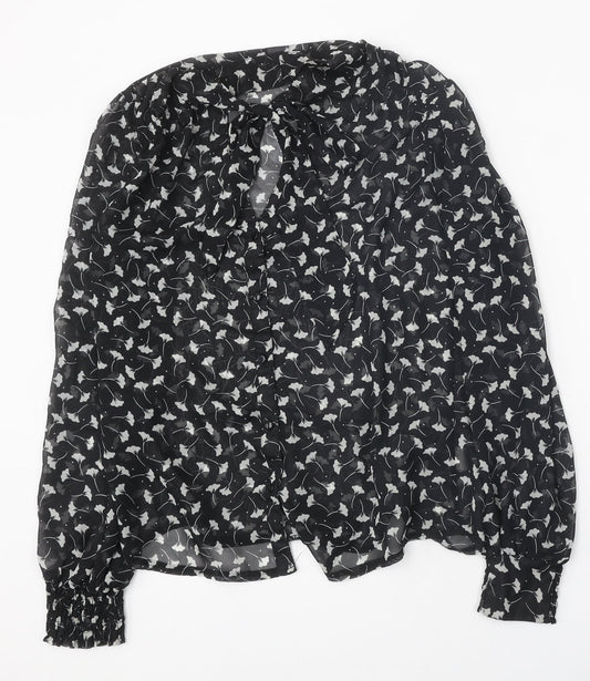 Womens UK Size 10 Atmosphere Black Basic Button-Up