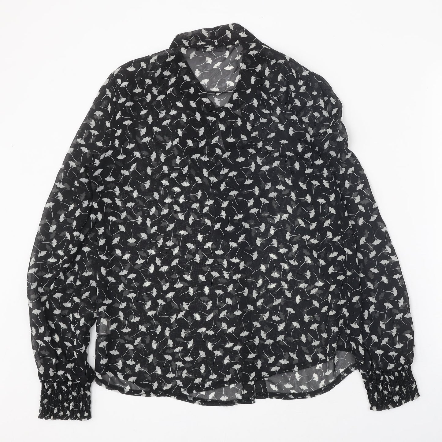 Womens UK Size 10 Atmosphere Black Basic Button-Up