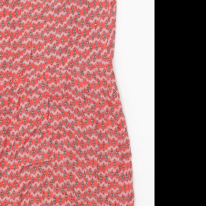 Trafaluc Womens Red Geometric Viscose Mini Size XS V-Neck Pullover